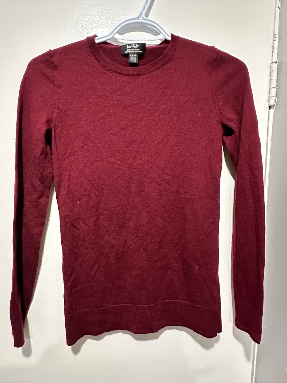 Lord & Taylor Women's Burgundy merino Crewneck Sweater